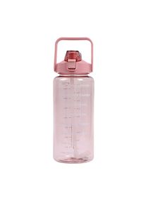 2 Liters Water Bottle with Time Mark Clear Pink 