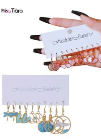 10 Pairs Heart Butterfly Drop Earrings Set Circle Piercings Earrings Jewelry for Women 