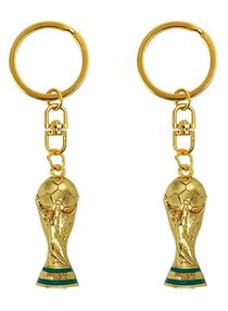Football World Cup 2022 Gold Trophy Keychain Soccer Accessory Souvenir Keyholder Gift 2 Pieces 