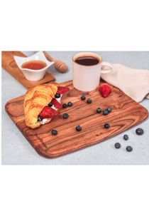 The Earthy House Wooden Serving Plate | Serving Platter | Cheese Board | Wood Tray | Meat Platter | Cutting Board - (28 X 23 cm) Natural Wood 11 X 9 inches / 28 X 23 cmcm 