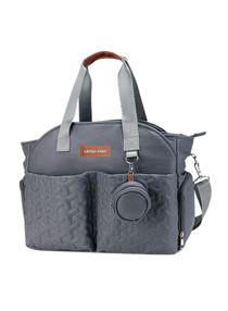 Quilted Diaper Bag With Pacifier Pouch-Dark Grey 