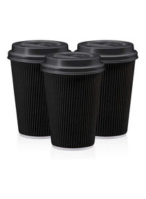Pack Of 50 Triple Wall Ripple Paper Disposable Coffee Cups With Lids For Hot And Cold Drinks 12 Ounce 