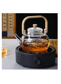 Electric Mini Coffee Pot Warmer with 900ml Teapot,800W Electric Ceramic Stove Round Hot Plate,Heater Stove Countertop Burner for Boiling Water,Tea,Coffee (Black) 