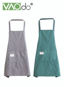 Adjustable Kitchen Cooking Apron Polyester-cotton Women/Men Chef Aprons with Big Pockets for Baking/Gardening/Household Cleaning 2 Pack (Grey/Green) 