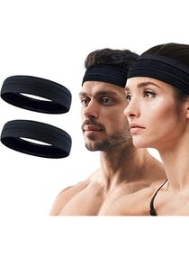 2 Pack Black Headband, Head Band for Woman Sport Headband for Men, Gym Hair Band, Running Sweat Bands, Silicon Non Slip Exercise Headbands, Headband Women 