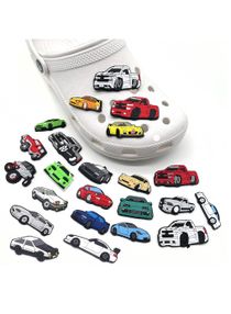 23 PCS Car Charms Fits for Croc Clog Sandals Shoes Decoration, Race Car Accessories Charms for Adult Men Boys Party Favor Gifts, Metal, No Gemstone 