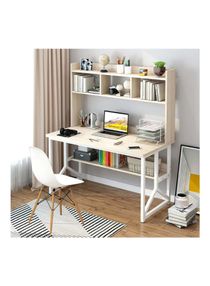 Study Desk With Storage Computer Desk Beige 120x60x141.5 cm 