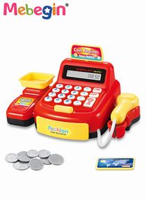 Toy Cash Register for Kids with Scanner Play Money Fake Credit Card Calculator cash register weighing table  screen display Supermarket Grocery Store Pretend Play Cashier Gift for Toddlers Boys Girls 