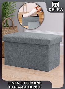 Ottomans Cube Foldable Rectangular Bench Footrest 49x30x30cm Table Linen Fabric Foot Stools Seat Chair For Home Clothing Hidden Storage Boxes 