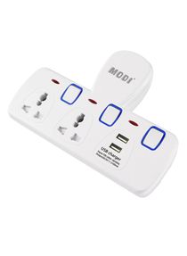 Universal Multi Plug Extension Socket Adapter with 2 USB, 2 Way Wall Charger Electrical Power Extender Outlet Charging Station UK 3 Pin 