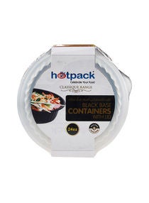8377-Piece Disposable Black Base Round Food container With Lid 8+2 Free 