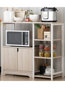 3-Tier Spice Holder Microwave Oven Stand Kitchen Rack with Storage Cabinet Multi Function Baker's Racks for Utensils Vegetable Fruit 