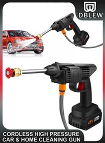 Water Gun Jet Washer Hose Sprayer Portable Electric Handheld Cordless High Pressure Cleaner Cleaning Tool With One Rechargeable Battery For Washing Automotive Cars Home Garden Fence Swimming Pool 