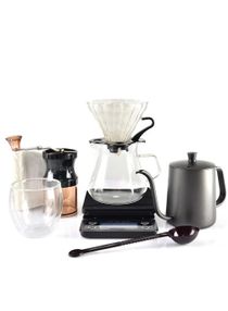 Pour Over Coffee Maker Set 9 in 1 Coffee Accessories Tools Set with Travel Bag Stainless Steel Coffee Dripper 600ml Coffee Kettle with 100pcs Filter Paper 