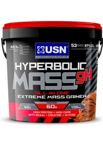 USN Hyperbolic Mass GH Dutch Chocolate 4kg: High Calorie Mass Gainer Protein Powder for Fast Muscle Mass and Weight Gain, With Added Creatine and Vitamins 