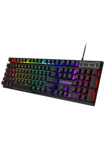 Wired Gaming Keyboard,LED Backlit Keyboard For Computer Or Desktop,Black 