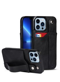 Wallet Phone Case for iPhone 14 Pro/ 14 Pro Max Premium Leather Back Kickstand Shockproof Cover with Strap Card Slots for Men Women 