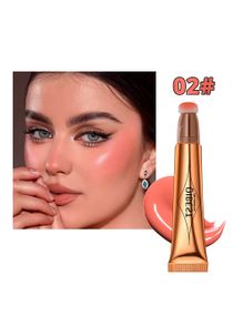 Highlighter and Blusher with Cushion Applicator Attached Easy to Blend Long Lasting & Smooth Natural Matte Finish Lightweight Super Silky Cream Contour Face Illuminator Makeup Stick No.02 