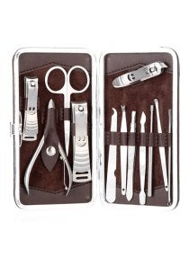 12-Piece Nail Clippers Manicure And Pedicure Set Silver 