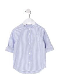 Mini Boys Roll-Up Sleeves Stripe Shirt Blue 