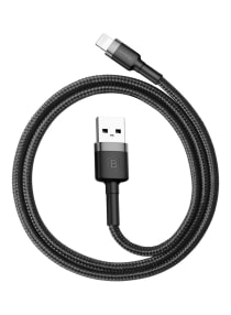 USB to Lightning Charging Cable Cafule Nylon Braided High-Density Quick Charge Compatible for iPhone 13 12 11 Pro Max Mini XS X 8 7 6 5 SE iPad (1 Meter, 2.4 A) Grey/Black 