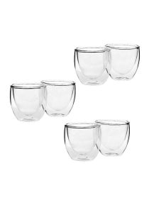 6-Piece Heat Resistant Tea Cup Set Clear 9 x 9 x 7centimeter 