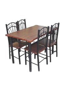 4-Seater Dining Table And Chair Set Black/Brown 