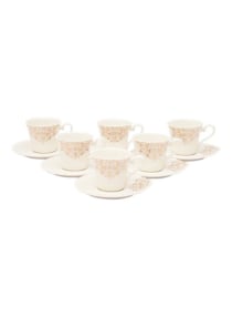 12-Piece Cup And Saucer Set 90ml White/Gold 