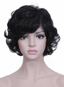 Women's Synthetic Short Hair Party Wig Black 
