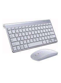2.4G Textured Ultra Thin Wireless Keyboard Mouse Combo For Apple Mac Silver 