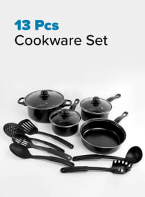 13-Piece Non-Stick Cookware Set With Kitchen Tool Set Rmcw-9713 Black/Clear 