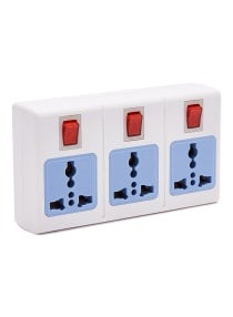 3 Plug Extension Socket Adapter White 