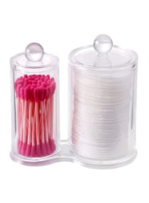 Cotton Pad Holder With Swab Jar Clear 