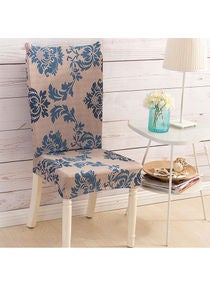4-Piece Bohemian Design Dining Chair Cover Set Beige/Blue 
