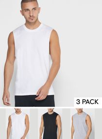 Set of 3 Basic Vest Multicolour 