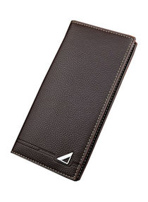 Long Designer Business Leather Wallet Brown 