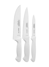 3-Piece Premium Knife Set Silver/White 