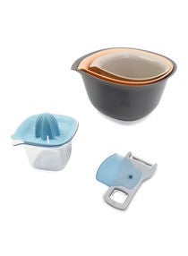 5 Piece Mixing Bowl - With Lemon Squeezer - Kitchen Accessories - Kitchen Tools - Light Blue/Grey 