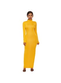 Bandage Stretch Maxi Gown Elegant One-Piece Dress Yellow 