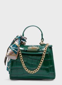 Mini Satchel With Scarf Detail Green 