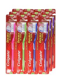 Pack Of 12 Double Action Toothbrush Multicolour 