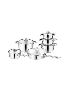 12 Pieces Stainless Steel Cookware Set Silver 12-Piece 