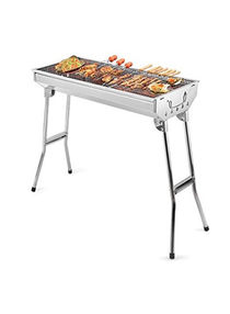 Stainless Steel Charcoal Bbq Grill With Stand Black 73x71x34cm 