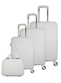 3-Piece Luggage Trolley Set With Briefcase White 