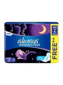 Maxi Thick Night Sanitary Pads With Wings, 48 Pieces 