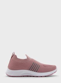 Stripe Knit Pull On Comfort Sneakers Pink 
