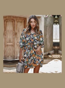 Casual Self-Tie Bandage Elastic Waist Party Dress Multicolour 