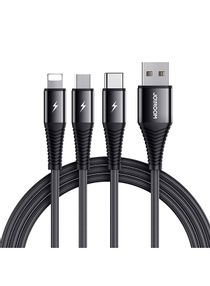 Fast Charging Braided 3 In 1 USB Cable Black 