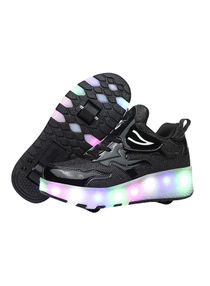 LED Flash Light Fashion Shiny Sneaker Skate Shoes With Wheels And Lightning Sole 