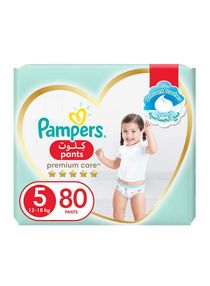 Premium Care Baby Pants Diapers, Size 5, 12 - 18 Kg,(2x40) Count- Helps Prevent Rashes 